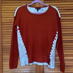 Alison Andrews Orange and White Sweater Size L